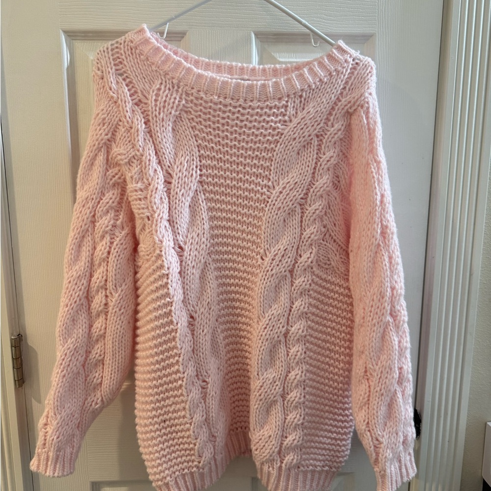 Pink Cable Knit Sweater